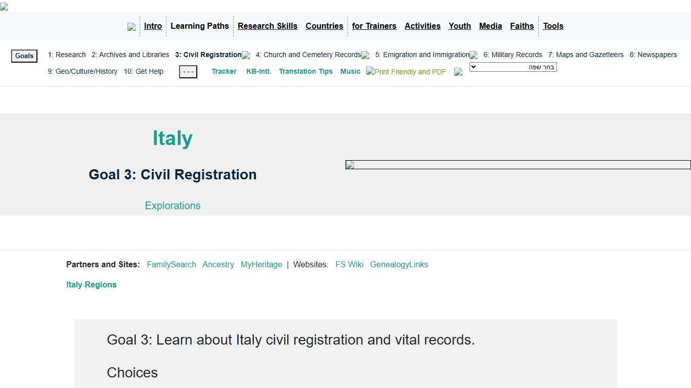 Civil Registration: Italy, Goal 3